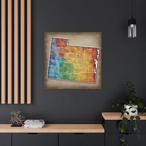 Wyoming Canvas Gallery Wraps &#8211; Wyoming Living Room Bedroom Wall Decor Office  Home Canvas Art &#8211; Housewarming Gifts &#8211; WY New Home Gifts