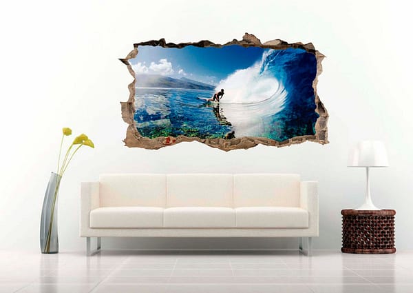 Surfer in The Crystal Sea 3D  Wall Decal Vinyl Sticker