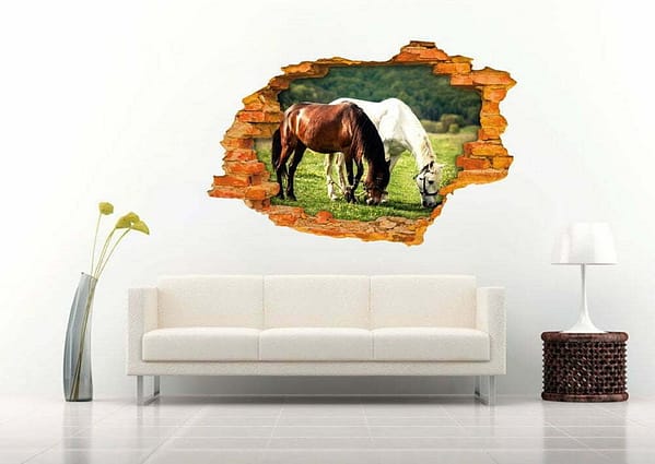 Horse in The Field 3D Art Wall Decal Vinyl Sticker