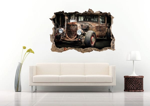 Colorful Old Cart 3D Art Wall Decal Vinyl Sticker