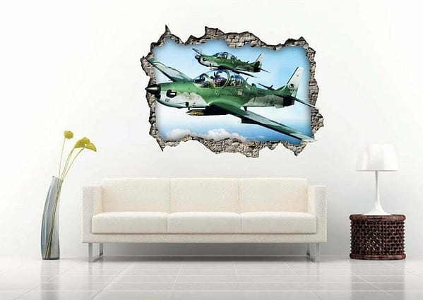 Aircraft Over The Sky 3D Art Wall Decal Vinyl Sticker
