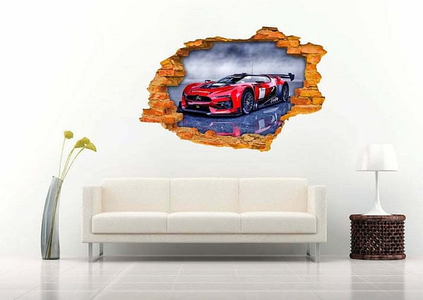 Sportscar 3D Art Wall Decal Vinyl Sticker