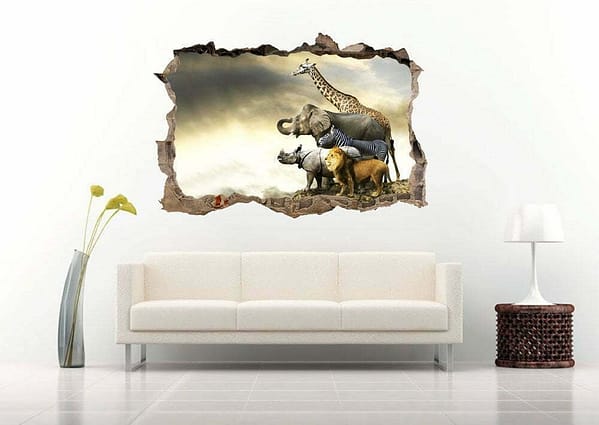 Animals of The Jungle 3D Art Wall Decal Vinyl Sticker