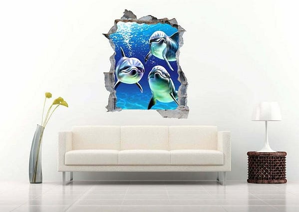 Dolphins&#8217; 3D Wall Decal Vinyl Sticker
