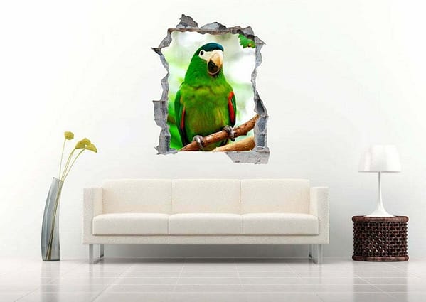 Green Parrot 3D Art Wall Decal Vinyl Sticker