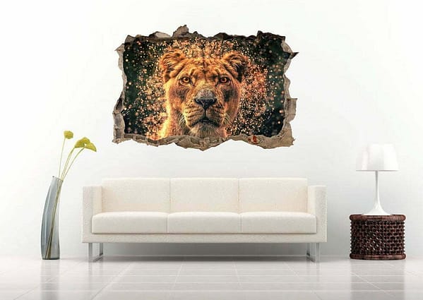Lion Animated 3D Wall Decal Vinyl Sticker
