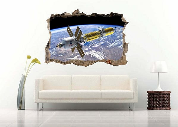 Satellite in Space 3D Art Wall Decal Vinyl Sticker