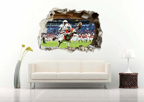 Football Field Player 3D Art Wall Decal Vinyl Sticker