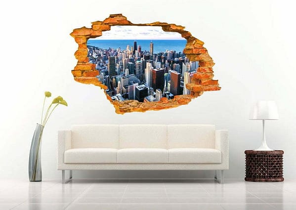 City Facing The Sea 3D Art Wall Decal Vinyl Sticker