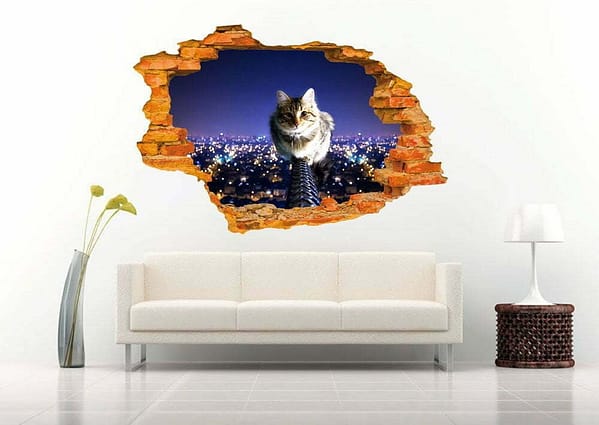 Cat in the Night 3D Wall Decal Vinyl Sticker