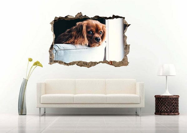 Puppy Dog on the Couch 3D Wall Decal Vinyl Sticker