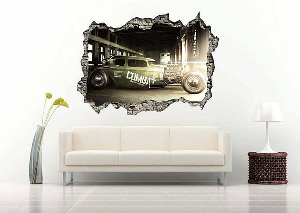 Old Hot Rod Racing 3D Wall Decal Vinyl Sticker
