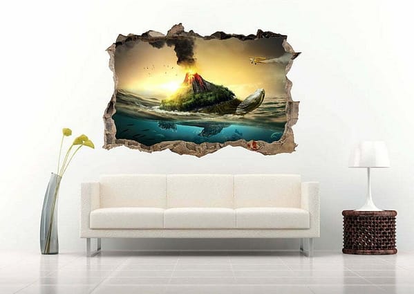 Turtle in The Ocean 3D Wall Decal Vinyl Sticker