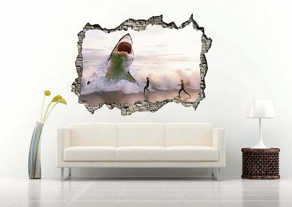 Shark Leaving the Seashore 3D Wall Decal Vinyl Sticker