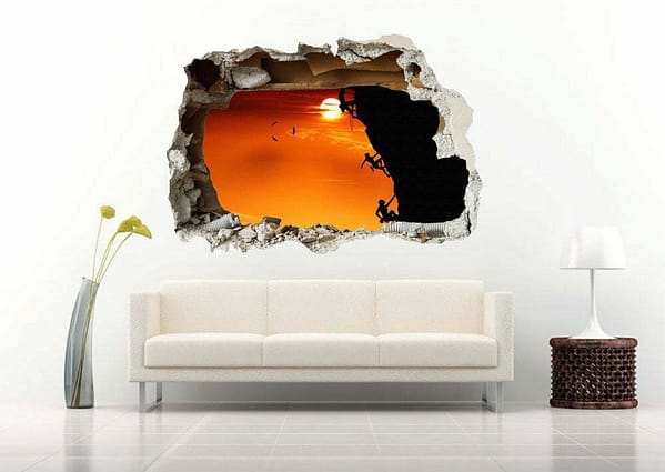 Climbing The Mountain at Sunset 3D Art Wall Decal Vinyl Sticker