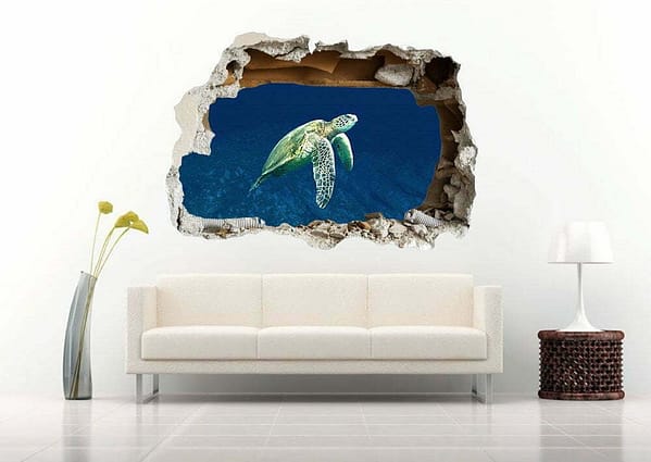 Turtle Rising to The Surface 3D Wall Decal Vinyl Sticker