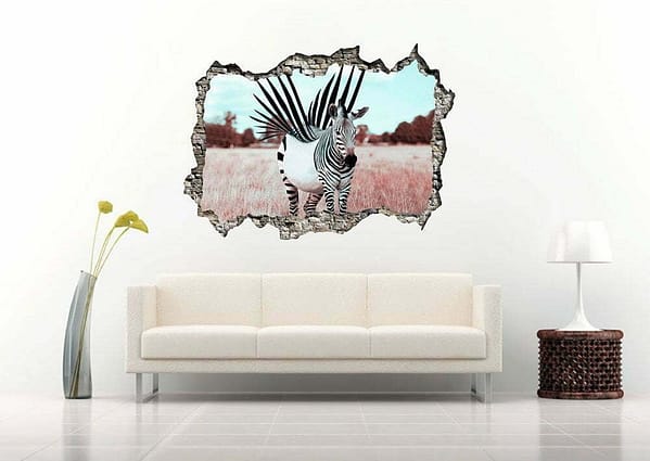 Zebra with The Stripes 3D Wall Decal Vinyl Sticker