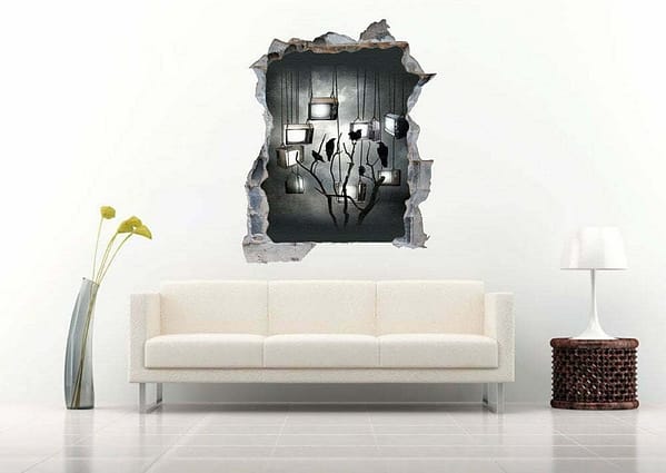 Fantasy Tv and Birds 3D Art Wall Decal Vinyl Sticker