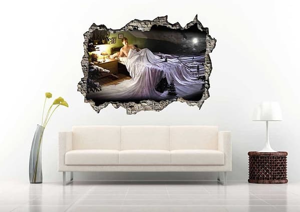 Surreal art of person in bed 3D Art Wall Decal Vinyl Sticker