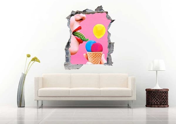 Woman Face with Balloon 3D Art Wall Decal Vinyl Sticker