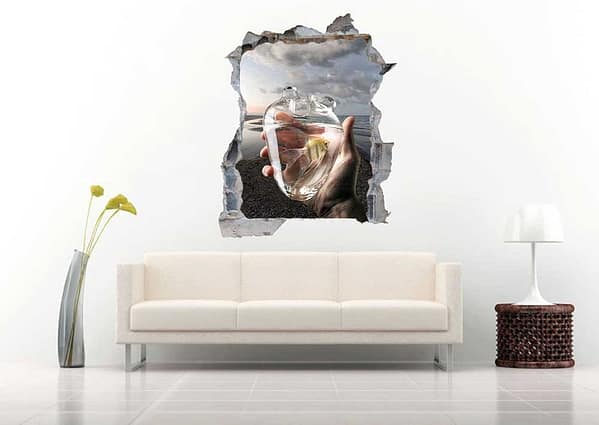 Crystal Heart and Sea 3D Art Wall Decal Vinyl Sticker