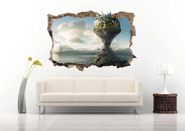 City on an Island 3D Art Wall Decal Vinyl Sticker