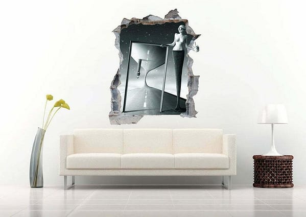 Doll Looking The Mirror 3D Art Wall Decal Vinyl Sticker