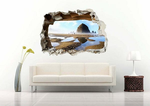 Landscape Sea and Sand 3D Art Wall Decal Vinyl Sticker