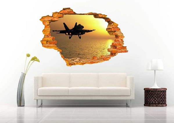 Plane Taking Off 3D Art Wall Decal Vinyl Sticker
