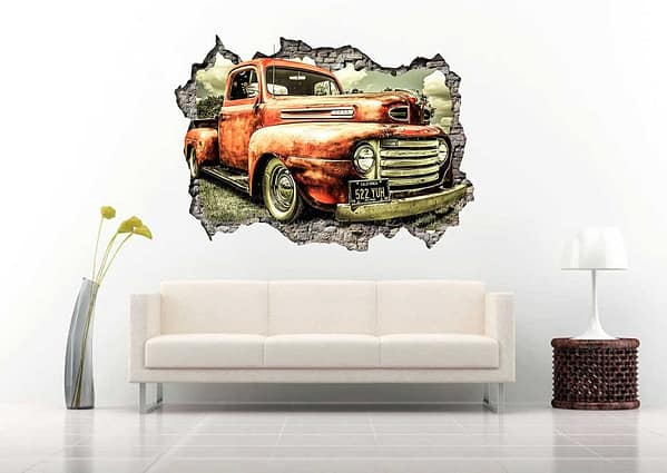 Truck in The Countryside 3D Wall Decal Vinyl Sticker