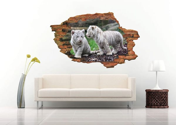White Tiger Cub 3D Wall Decal Vinyl Sticker