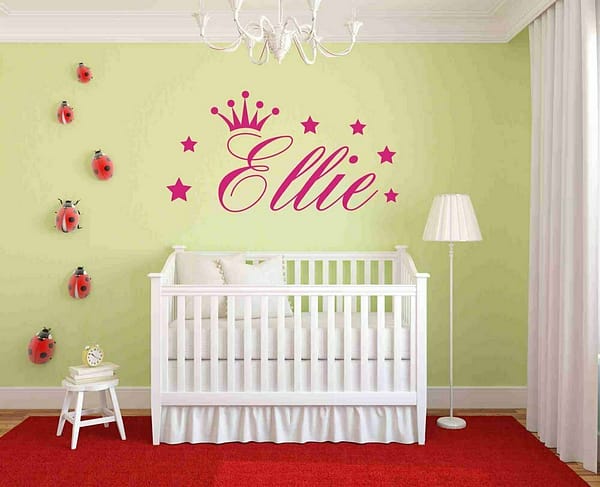 Personalized Name Wall Decal &#8211; Fantasy Crown of a Princess Wall Decal Sticker Nursery for Home