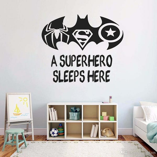 Superhero Sleep Here Wall Decal Vinyl Sticker