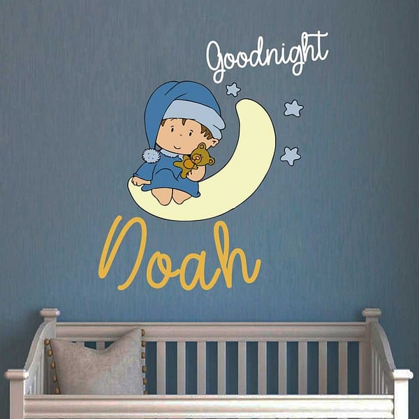 Baby &#038; Moon Goodnight Nursery Wall Decal Vinyl Sticker