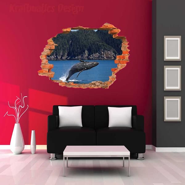 Whale Flying 3D Wall Decal Vinyl Sticker
