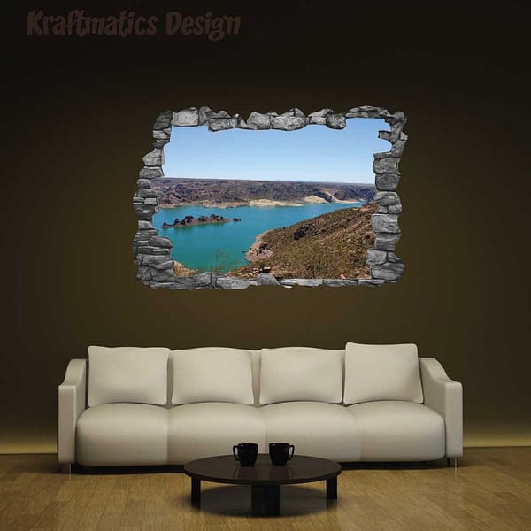 Mountain &#038; Lake View 3D Wall Decal Vinyl Sticker