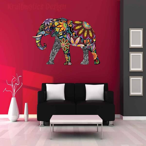 Mandala Elephant 3D Art Wall Decal Vinyl Sticker
