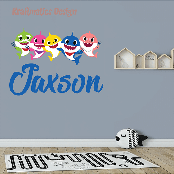 Baby Shark Custom Name Wall Decal Vinyl Sticker