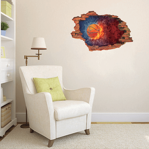 Basketball Ball on 3D Wall Decal Vinyl Sticker