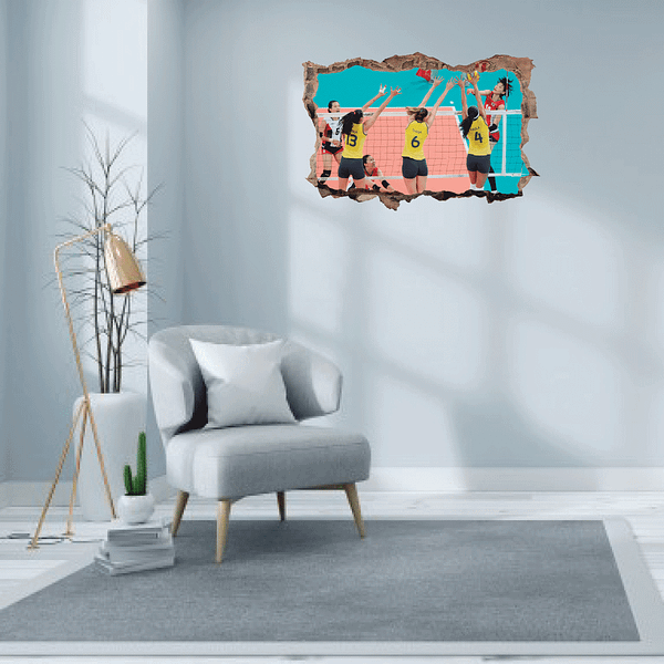 Volleyball Block 3D Wall Decal Vinyl Sticker