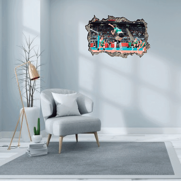 Volleyball Attack 3D Wall Decal Vinyl Sticker
